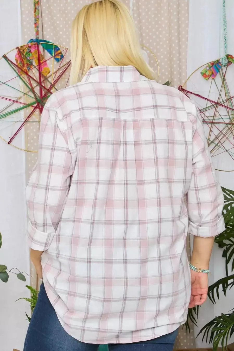 Adora Mauve Check Flannel Shacket Plus