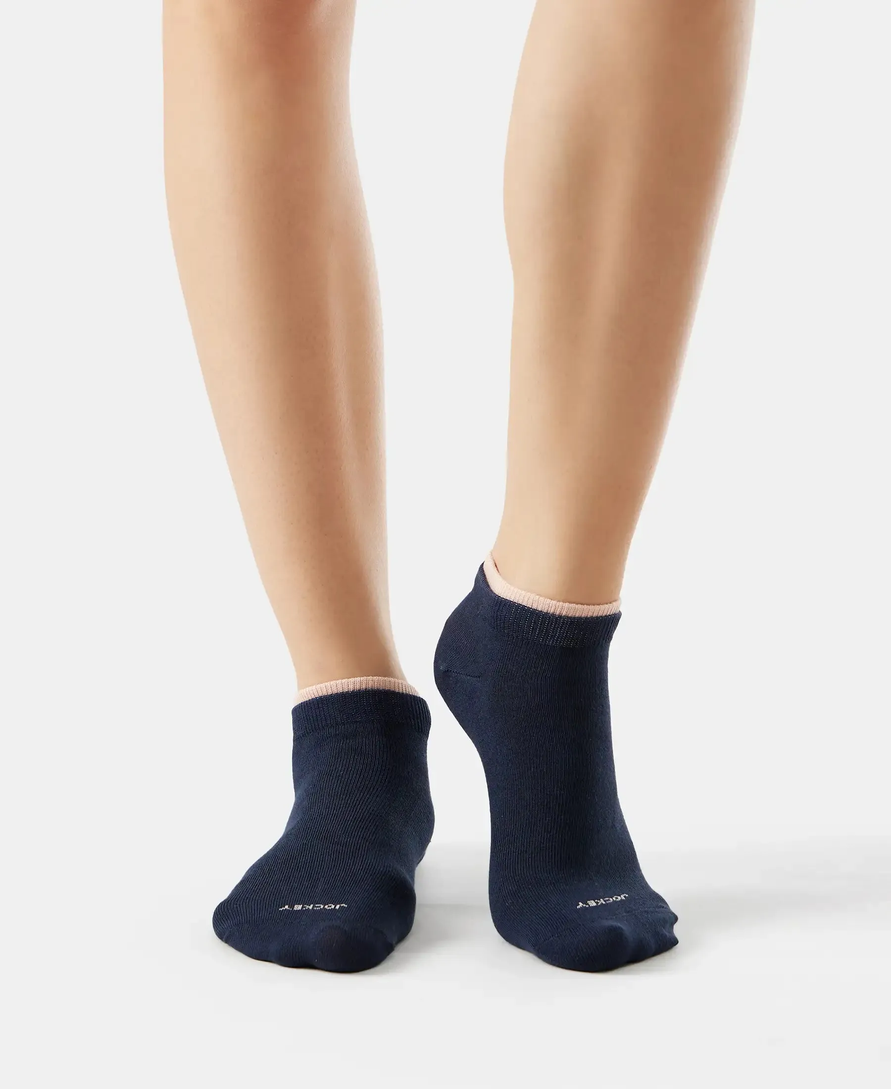 Compact Cotton Stretch Solid Low Show Socks with StayFresh Treatment - Rose Smoke & Navy (Pack of 2)