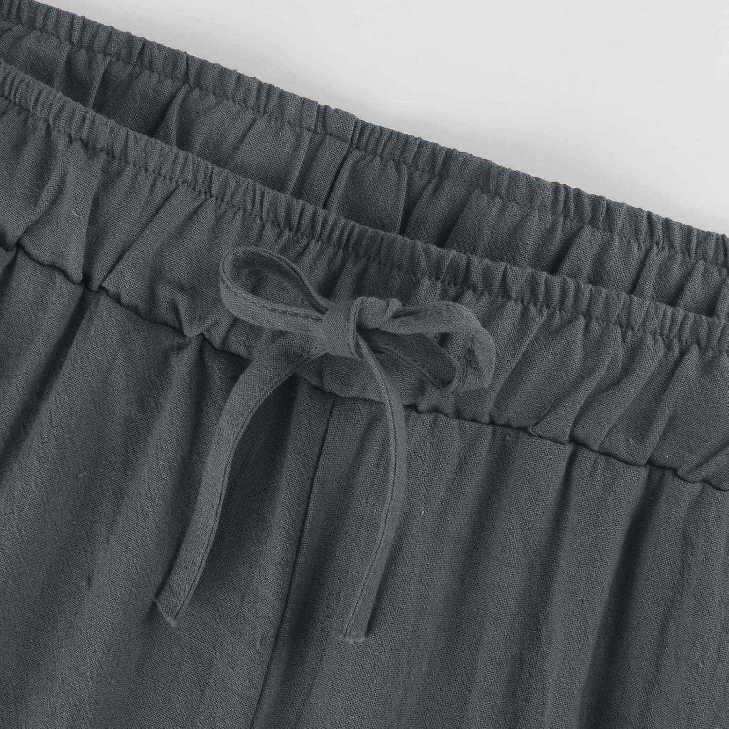 Cotton Linen Pants Women Petite Wide Leg Palazzo Pants Casual Summer Beach Pants High Waist Trousers Yoga Pants with Pockets