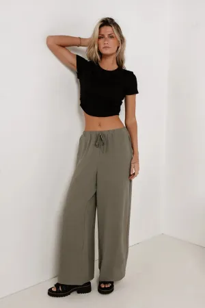 Mia Wide Leg Pants in Olive Green - FINAL SALE