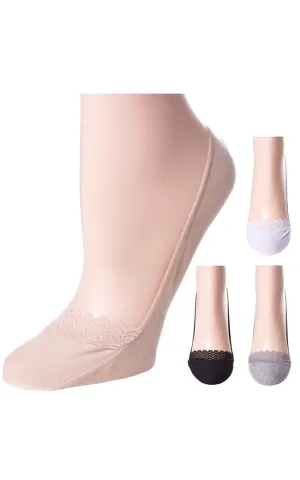 SC013 Solid Stretch Ankle Socks with Lace Trim (12prs Pack)
