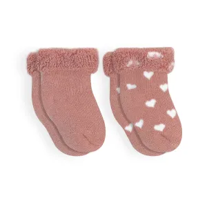 Solid/Hearts Infant Socks - 2 Pack - Rose