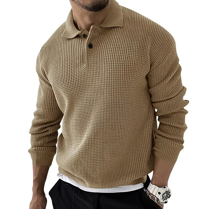 West Louis Knitted Lapel Casual Business Men Sweater