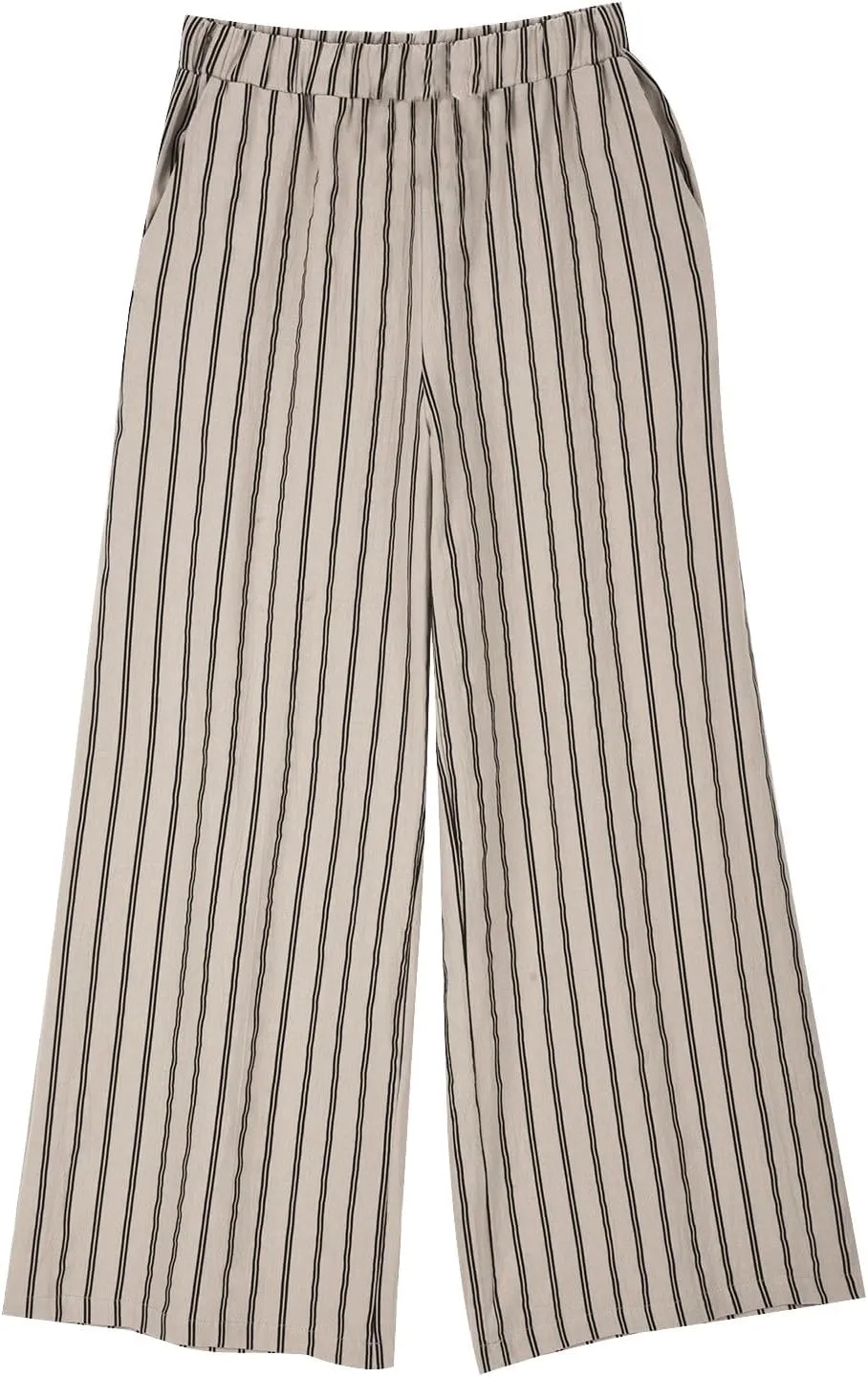 Wide Leg Pants Womans Summer Palazzo Capri Culottes for Women Linen Striped Print Vintage Baggy Beach Cropped Trousers