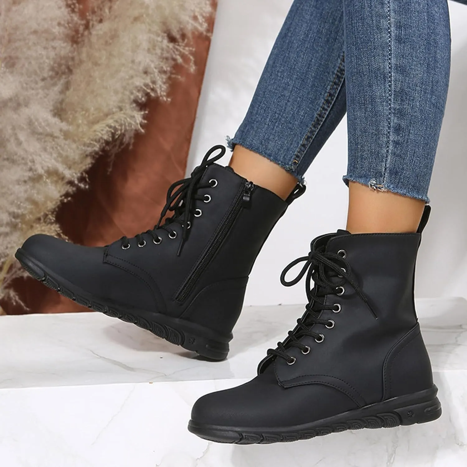Women's Ankle Boots & Booties Low Heel Booties Short Boots for Women Hiking Boot Laces Men Comfy Casual Closed Back Chunky Low Heel Classic Pointed Toe