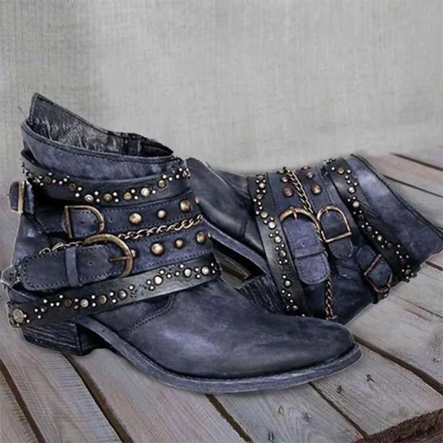 Women's Boots Ankle Womens Booties Fall Brown Leather Boots Men Womens Bootie Low Heel Lightweight Breathable Closed Pointed Toe Low Block Heel Zip Up