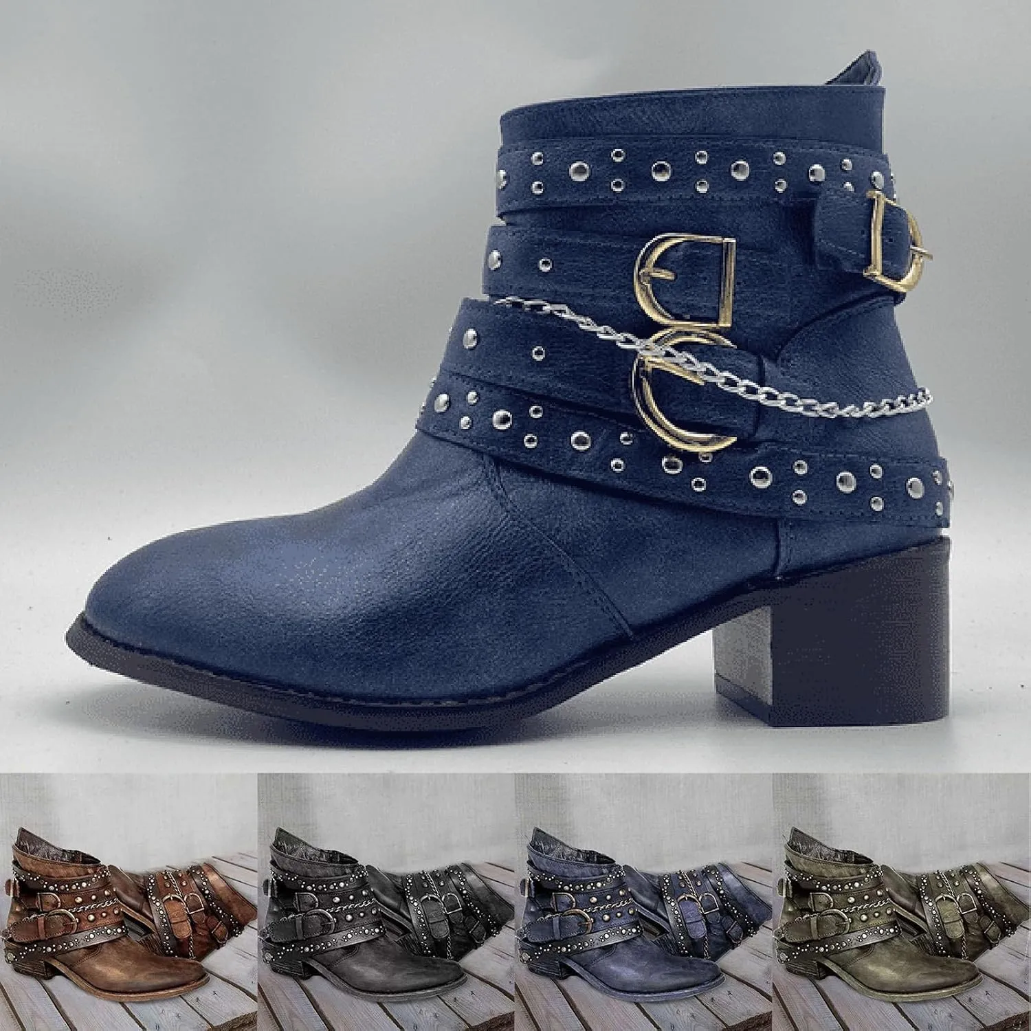 Women's Boots Ankle Womens Booties Fall Brown Leather Boots Men Womens Bootie Low Heel Lightweight Breathable Closed Pointed Toe Low Block Heel Zip Up